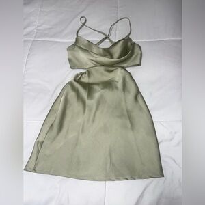 Princess Polly Olive Green Satin Cowl Mini Dress
